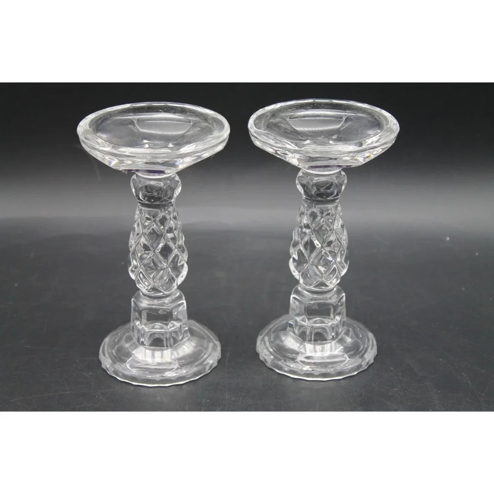 Marquis by Waterford Crystal Candlesticks Set of 2 Pillar Candle Holders w Box